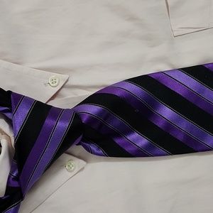 Sean John Bold Purple and Black Striped Silk Tie